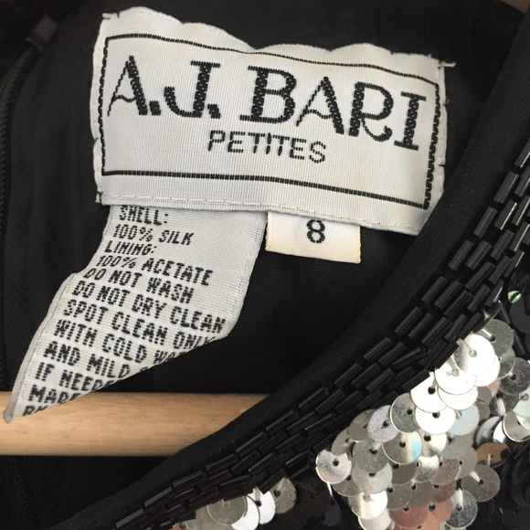 Vintage A.J. Bari Sequin Diamond Dress 8 Silk - Picture 2 of 5